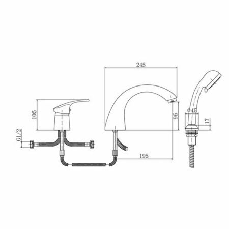 Смеситель на борт ванны FASHUN A1121, хром, артикул A1121