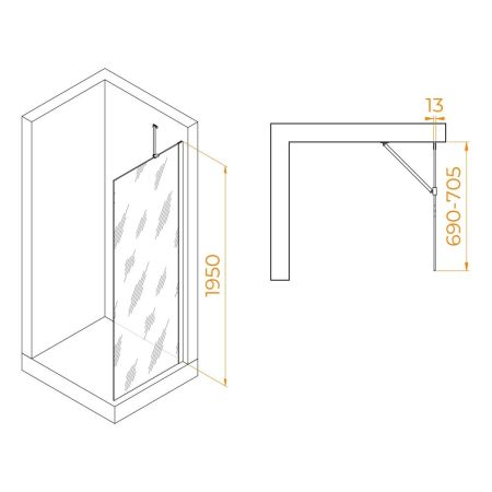 Душевая перегородка RGW WA-110B (Прозрачное, 700), артикул 351011007-14