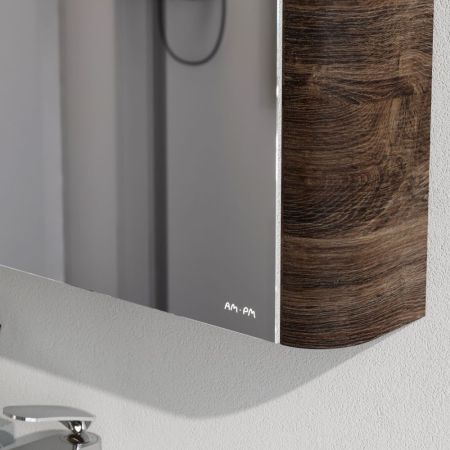 M30MCL0801NF Sensation, зеркало, зеркальный шкаф, левый, 80 см, с подсветкой, орех, текстурированная, артикул M30MCL0801NF