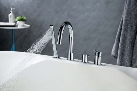 Смеситель на борт ванны на 4 отв. AQUATEK AQ1348CR ЕВРОПА, артикул AQ1348CR