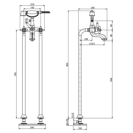 FIMA|Carlo Frattini Внутренняя часть напольного смесителя для ванны, артикул F2302