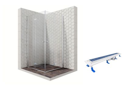 Душевой уголок Ambassador Diamond 12011110-ST7, квадратный, линейный трап, 100х100