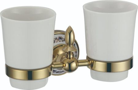 Стакан для ванной комнаты двойной Savol S-06868B, золото, артикул S-06868B