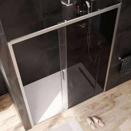 W90G-150-1-195MG Gem Solo Дверь душевая 150х195, стекло тонированное, профиль матовый хром W90G-150-1-195MG Gem Solo Дверь душевая 150х195, стекло тонированное, профиль матовый хром