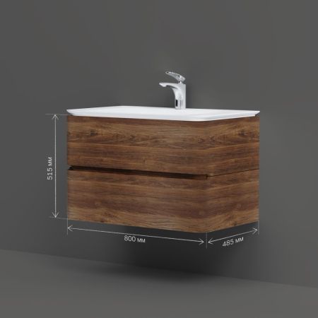 M30FHX0802NF Sensation, База под раковину, подвесная, 80 см, ящики, орех, текстурированная, шт, артикул M30FHX0802NF