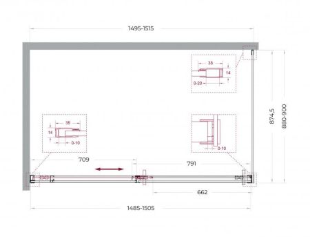 SOFT_CLOSE-1-AH-1-140/90-C-GM Душевой уголок, артикул SOFT_CLOSE-1-AH-1-140/90-C-GM