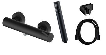 AQG Urban, однорычажный смеситель для душа c набором для душа, цвет черный матовый