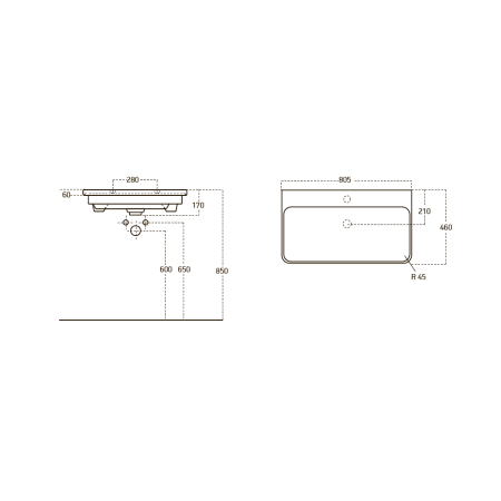 Умывальник мебельный 80 см LUXURY (для Skansen), артикул OWLB19-11080