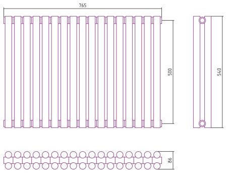 Отопительный радиатор ЭСТЕТ-11 н/ж 500х765 / 17 сек (БЕЛЫЙ), артикул 12-0302-5017