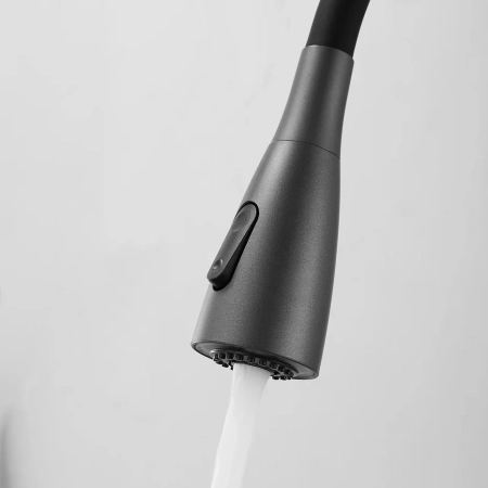 Смеситель для кухни с гибким изливом Shevanik S843T-3, оружейная сталь/черный, артикул S843T-3