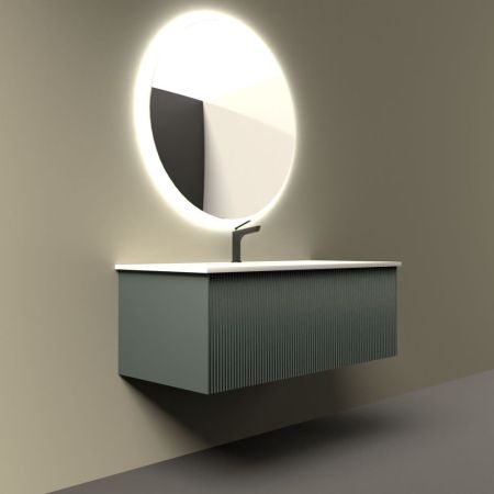 Тумба под раковину подвесная La Fenice Terra FNC-01-TER-G-100, серо-зеленая, артикул FNC-01-TER-G-100