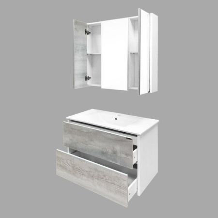 Зеркальный шкаф Comforty Женева 90 4137132 Дуб белый, артикул 4137132