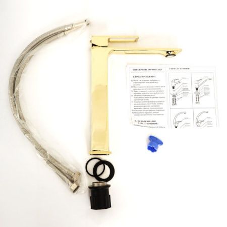 LUCE Смеситель для накладных раковин, без донного клапана, золото LUC-LMC-ORO-W0, артикул LUC-LMC-ORO-W0