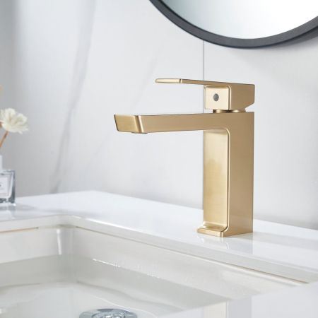 Смеситель для раковины Rose R1801G-1, золотой сатин