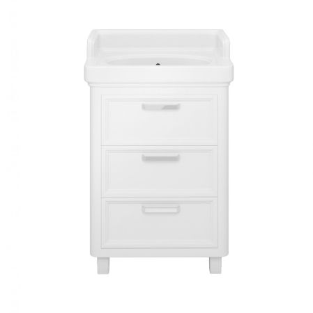 Тумба POMPEI напольная с ящиками 60, белая глянцевая