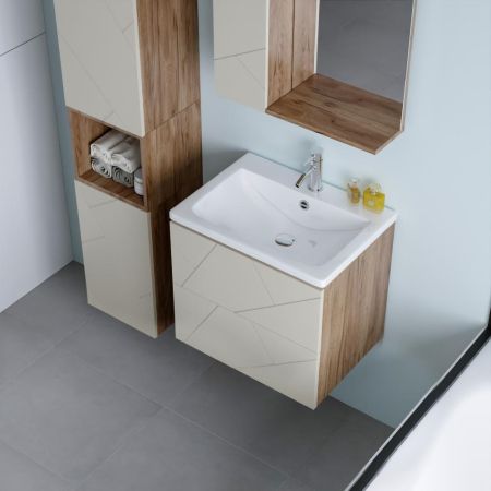 Тумба под раковину подвесная Бриклаер КРИСТАЛЛ латте, 60 см, артикул 4627125416927