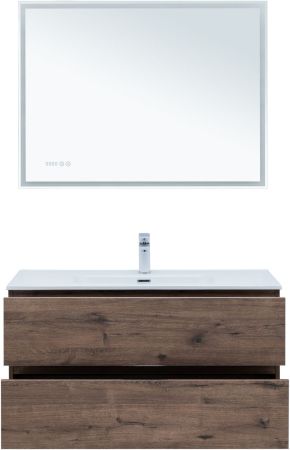 Тумба под раковину Aquanet Алвита New 100 2 ящика, дуб веллингтон табак, артикул 00334188