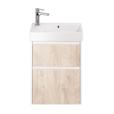 Тумба с раковиной подвесная Dreja Slim 55 см, белый/дуб кантри, артикул 99-0500-com