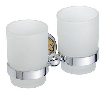 Стакан двойной для зубных щеток Retro настенный 160x105x90мм, золото/хром