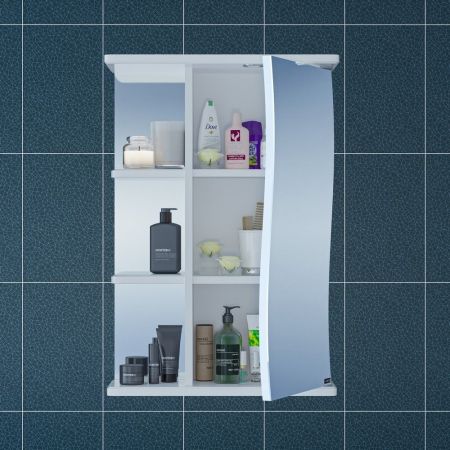 Зеркальный шкаф СаНта Волна 60 с подсветкой, правый 101016, артикул 101016