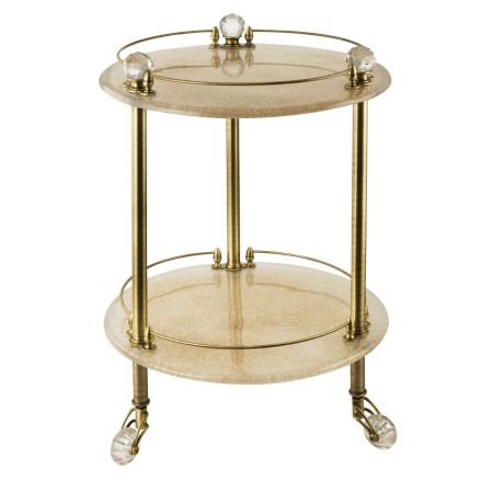 CRISTALIA Столик на колёсиках H57xD40 см, стекло/бронза/SWAROVSKI, артикул 16786