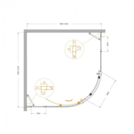 MOLVENO-R-11-90+20-C-BORO-IV Душевой уголок, артикул MOLVENO-R-11-90+20-C-BORO-IV