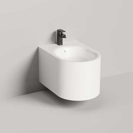 Salini GEMELLI Биде подвесное 530х410х300 мм, материал S-Stone матовый, внутри керамика, сиденье микролифт, креполения к стене., цвет белый матовый, артикул 250121M