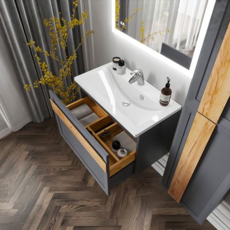 Комплект мебели для ванной Бриклаер БЕРЛИН 80SD, оникс серый, артикул БЕРЛИН 80SD