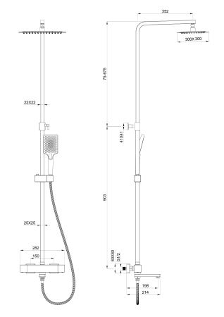 Душевая система с термостатом WONZON & WOGHAND, Хром (WW-88739901-CR), артикул WW-88739901-CR