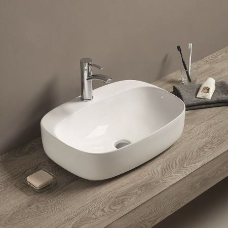 Раковина керамическая накладная AM-78374, цвет белый, 585х420х150, артикул AM-78374