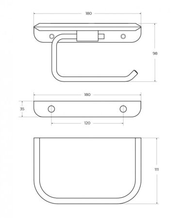 LINER-PHM-GM Держатель для туалетной бумаги с полочкой, исполнение оружейная сталь, артикул LINER-PHM-GM