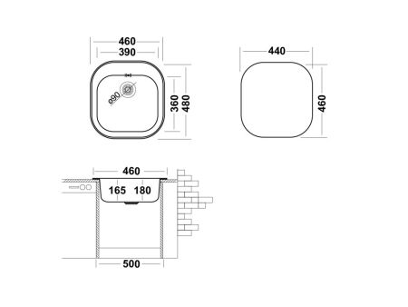 Кухонная мойка UKINOX Галант GAP460.480 -GT8K 0C, 48*46, артикул GAP460.480 -GT8K 0C