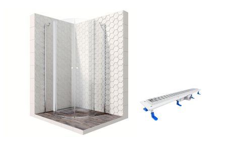 Душевой уголок Ambassador Nord 13011102-ST16, полукруглый, линейный трап, 100х100, артикул 13011102-ST16