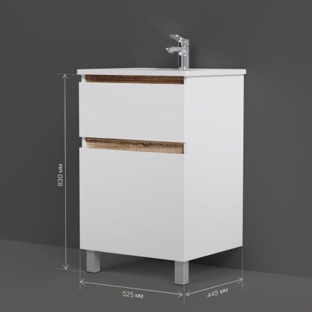 M85AFSX0552WG X-Joy, База под раковину, напольная, 55 см, 2 ящика, белый глянец, артикул M85AFSX0552WG