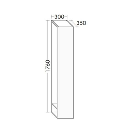 BURGBAD SYS30 Шкаф 300х350х1760 мм, подвесной левый, 1 дверка зеркальная,  цв белый глянцевый, артикул SPDI030L461