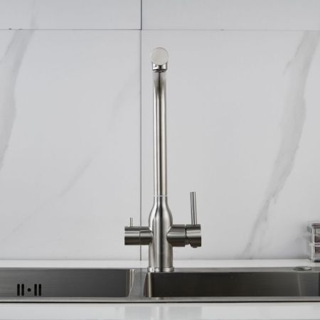Смеситель для кухни с подключением фильтра Shevanik S248L, сатин