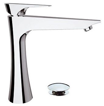 Daniel Diva, высокий однорычажный смеситель для раковины (излив 18 см), с донным клапаном click-clack, цвет хром