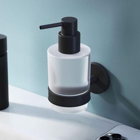 A85A36922 X-Joy, Стеклянный диспенсер для жидкого мыла с настенным держателем, черный, артикул A85A36922
