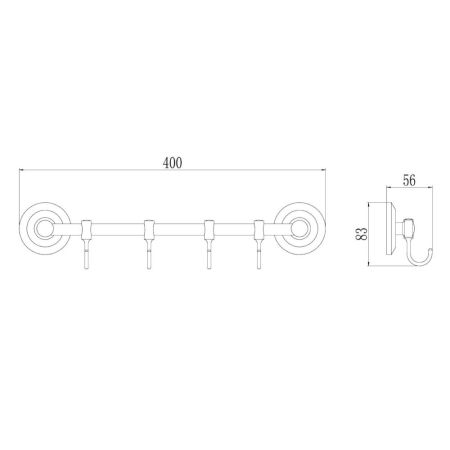 Планка с крючками Savol S-007174, хром, артикул S-007174