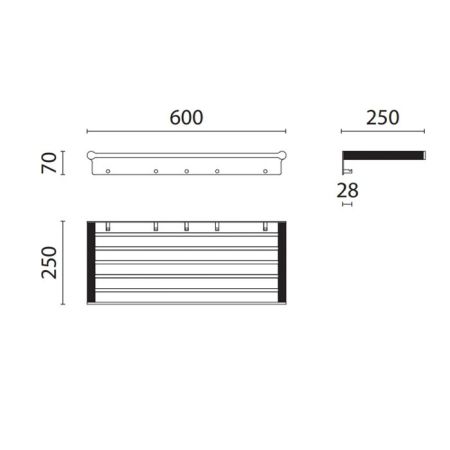 OASIS DEFILE Полка для полотенец 600 мм., цвет хром, артикул 0DFL00400702060CR (0AGD007CR)