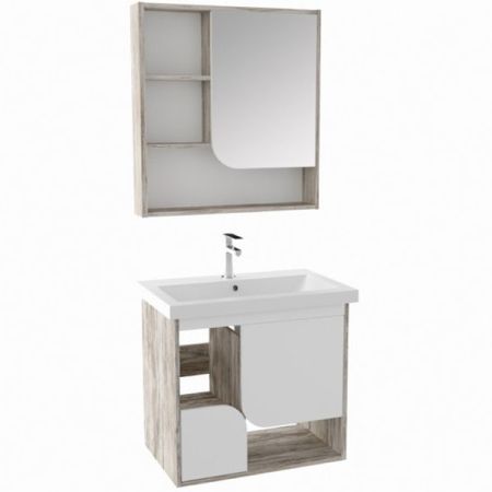 Зеркальный шкаф Runo Сити 70 4620750028756 Скандинавский Дуб Белый, артикул 4620750028756