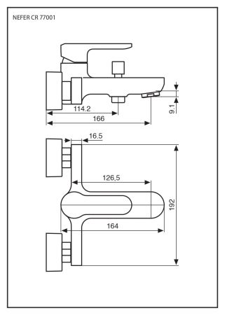 Emmevi Nefer, однорычажный смеситель для ванны без ручного душа, цвет хром
