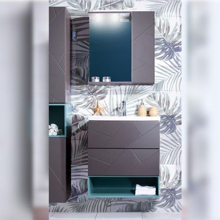 Комплект мебели для ванной Бриклаер КРИСТАЛЛ 60ZS, графит/муссон, артикул КРИСТАЛЛ 60ZS