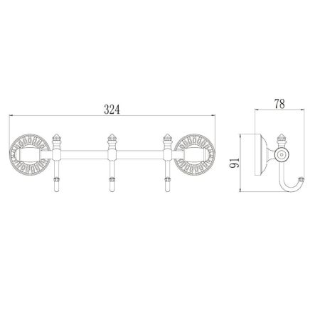Планка с крючками Savol S-006673H, черный, артикул S-006673H