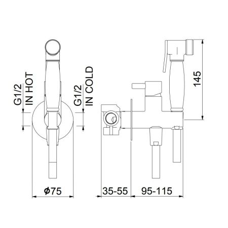 Гигиенический душ со смесителем Webert Elio EL870301010, золото, артикул EL870301010