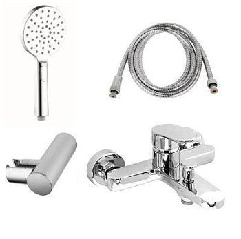 AQG Beta, однорычажный смеситель для ванны c набором для душа, цвет хром