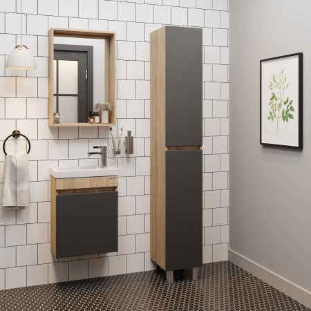 Пенал Onika Милтон 30 напольный, серый/дуб сонома, универсальный, артикул 403078