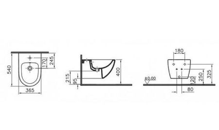 Sento Биде подвесное, цвет белый, артикул 4338B003-1046