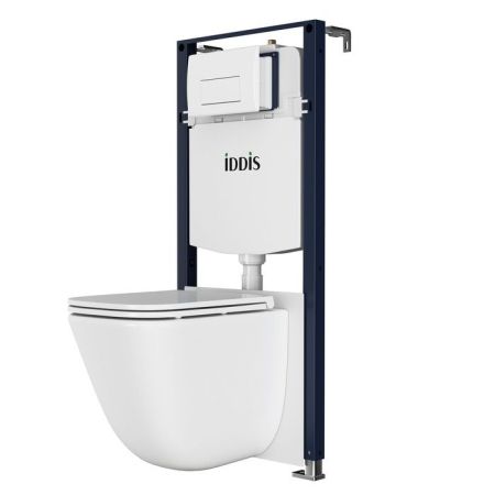 Комплект 3в1: подвесной унитаз, инсталляция и белая клавиша смыва IDDIS Basic (BASTQ03i73), артикул BASTQ03i73