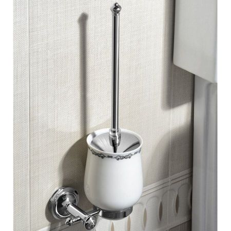 Ершик ASTOR для унитаза, настенный, с керамической чашей, хром, Sapho, артикул 1325-08